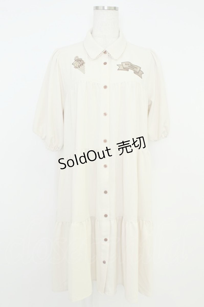画像1: axes femme kawaii / 刺繍ティアードシャツワンピ M アイボリー T-26-07-05-021-AX-OP-SA-ZT (1)