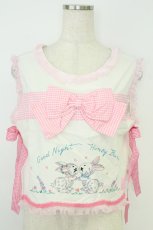 画像1: Nile Perch / うさぎさん刺繍ベスト  白Ｘピンク T-26-07-08-008-LO-TO-SA-ZT (1)