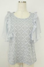 画像1: axes femme / 袖フリルカットワークレーストップス  サックス T-26-07-11-007-AX-TO-SA-ZT (1)