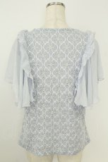 画像2: axes femme / 袖フリルカットワークレーストップス  サックス T-26-07-11-007-AX-TO-SA-ZT (2)