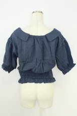 画像2: axes femme POETIQUE / マリン刺繍オフショルブラウス M 紺 T-26-07-15-028-AX-BL-TE-ZT (2)