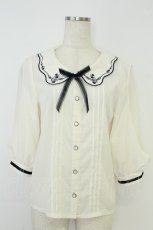 画像1: axes femme POETIQUE / 薔薇刺 襟ブラウス M オフ T-26-07-15-011-AX-TO-TE-ZT (1)
