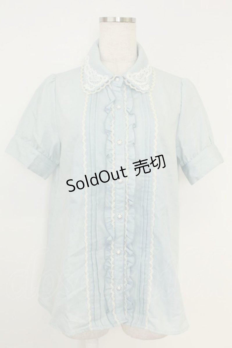 画像1: axes femme / レース使いデニムブラウス M ウォッシュ T-26-07-15-020-AX-BL-TE-ZT292 (1)