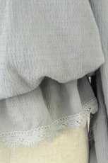 画像5: axes femme POETIQUE / シャーリング肩空きブラウス M ブルーグレー T-26-07-15-022-AX-BL-TE-ZT (5)
