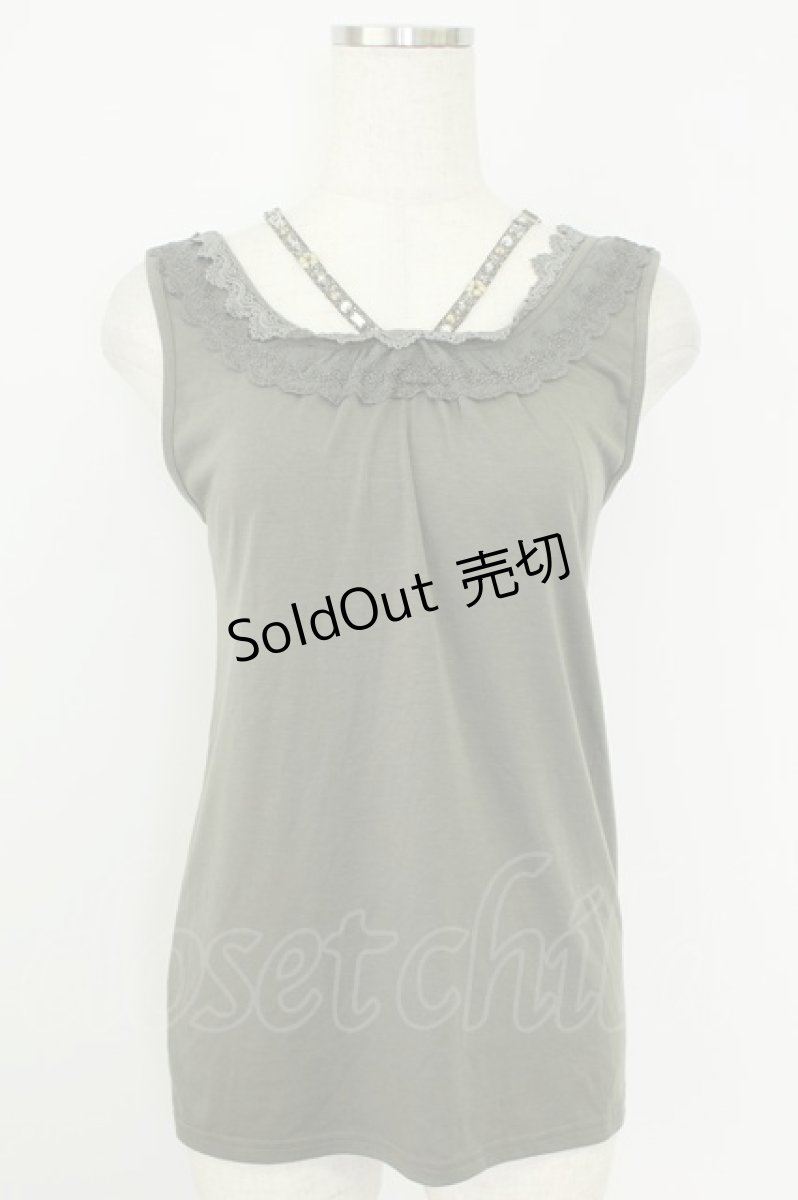 画像1: axes femme / ビジューホルター付きタンクトップ M カーキ T-26-07-18-004-AX-TO-TE-ZT293 (1)