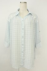 画像1: axes femme / シアーチェックロングシャツ M サックス T-26-07-18-007-AX-BL-TE-ZT (1)