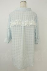画像2: axes femme / シアーチェックロングシャツ M サックス T-26-07-18-007-AX-BL-TE-ZT (2)