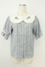 画像1: DearMyLove / 選べるくり抜きモチーフブラウス M ブルーグレー T-26-07-18-009-GO-BL-TE-ZT (1)