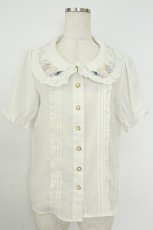 画像1: Amavel / シェル刺繍丸衿ブラウス F 白 T-26-07-18-002-CA-BL-TE-ZT (1)