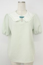 画像1: axes femme POETIQUE / スカラップ襟チャイナ釦ブラウス M ミント T-26-07-18-003-AX-BL-TE-ZT (1)