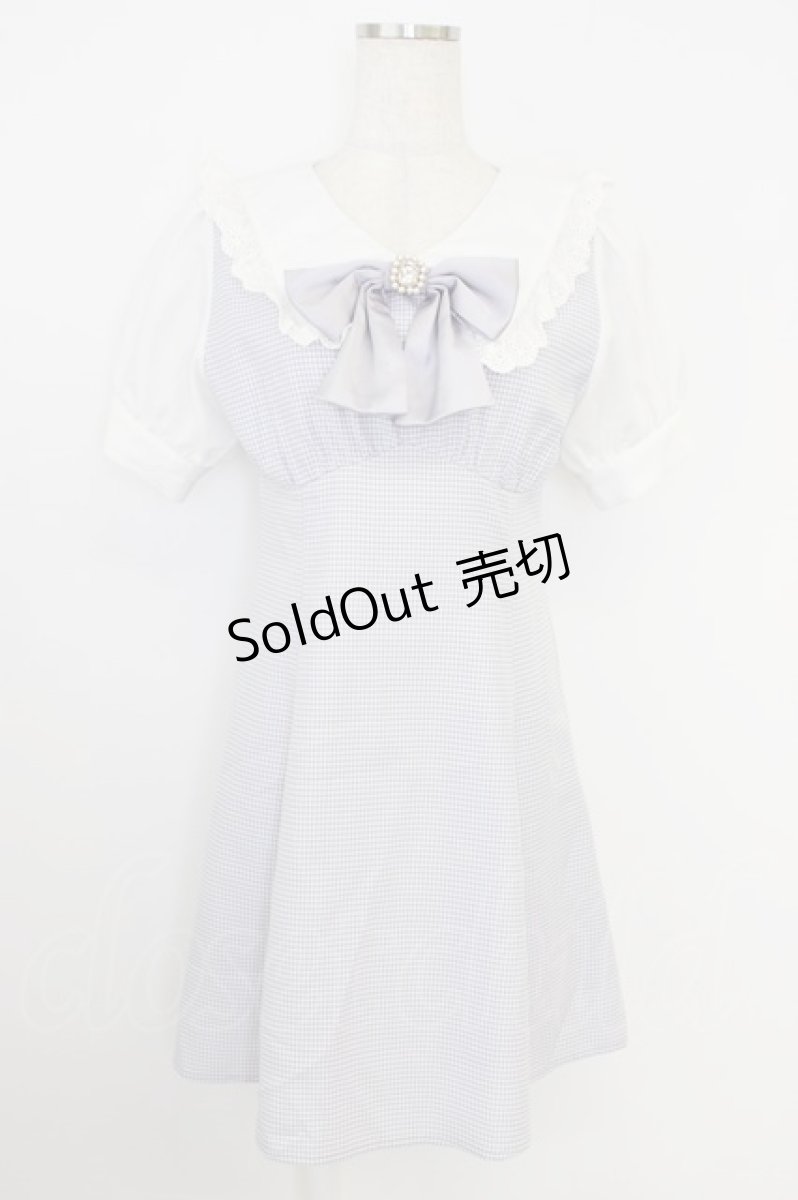 画像1: Ank Rouge / ビジューリボンハイウエストパフワンピース  ラベンダー×白 T-26-07-24-009-CA-OP-TE-ZT293 (1)
