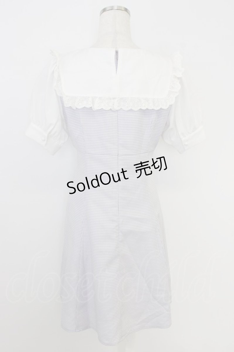 画像2: Ank Rouge / ビジューリボンハイウエストパフワンピース  ラベンダー×白 T-26-07-24-009-CA-OP-TE-ZT293 (2)