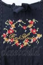 画像3: PINK HOUSE / ハートロゴ刺繍半袖ワンピース  黒 T-26-07-24-015-LO-OP-SA-ZT (3)
