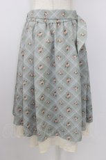 画像2: axes femme / 格子ローズプリントスカート  ブルーＸアイボリー T-26-07-31-024-AX-SK-SA-ZT (2)