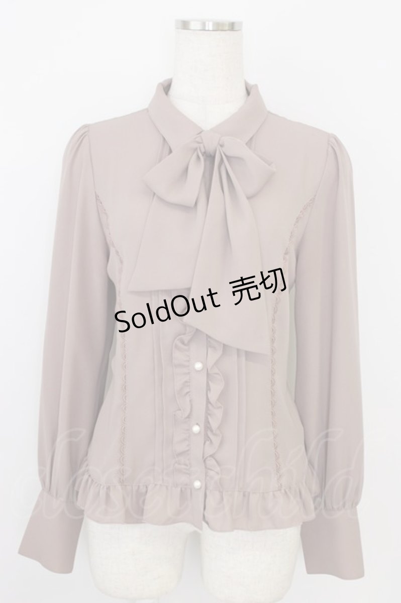 画像1: axes femme / バックレースアップブラウス  ピンクブラウン T-26-07-31-007-AX-BL-SA-ZI (1)