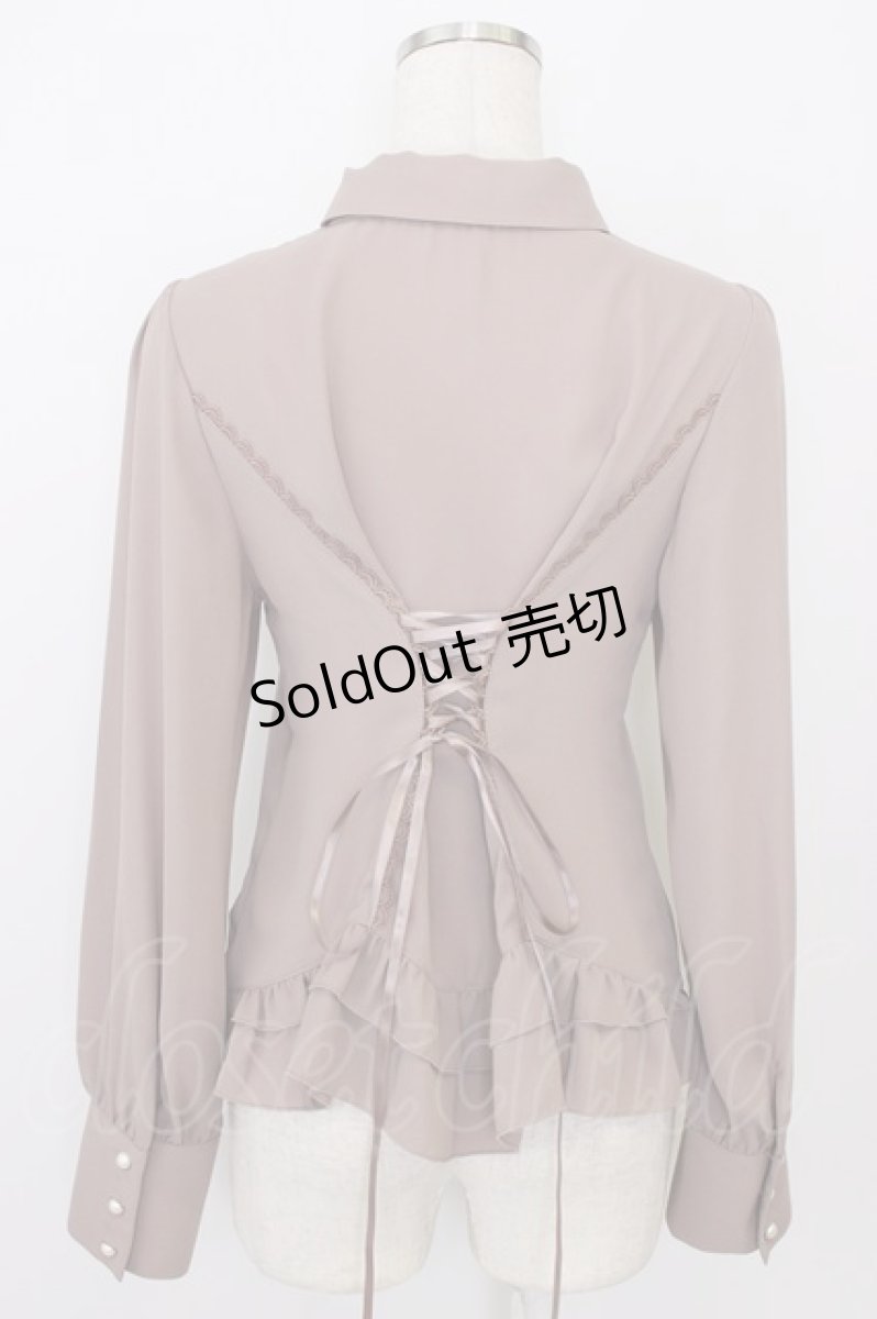 画像2: axes femme / バックレースアップブラウス  ピンクブラウン T-26-07-31-007-AX-BL-SA-ZI (2)
