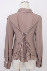 画像2: axes femme / バックレースアップブラウス  ピンクブラウン T-26-07-31-007-AX-BL-SA-ZT (2)