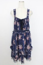 画像1: axes femme / バラ×レースシャーリングワンピース  ネイビー T-26-07-31-016-AX-OP-SA-ZT (1)