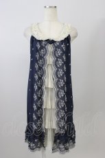 画像1: axes femme / フロントティアードプリーツノースリーブワンピース  ネイビーＸ白 T-26-08-04-030-AX-OP-SA-ZT (1)