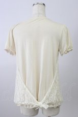 画像2: axes femme / ローズプリントレース切り替え半袖カットソー  アイボリー T-26-08-04-006-AX-TO-SA-ZT (2)
