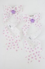 画像1: LOTUS ribbon / ハート柄ツインテールリボンバレッタ  白×パープル T-26-08-05-039-LO-ZA-TE-ZT575-F004 (1)