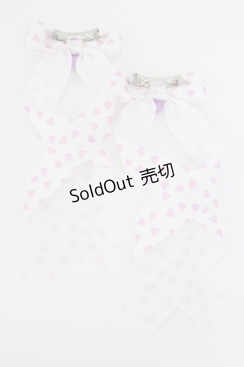 画像2: LOTUS ribbon / ハート柄ツインテールリボンバレッタ  白×パープル T-26-08-05-039-LO-ZA-TE-ZT575-F004 (2)