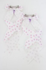 画像2: LOTUS ribbon / ハート柄ツインテールリボンバレッタ  白×パープル T-26-08-05-039-LO-ZA-TE-ZT575-F004 (2)