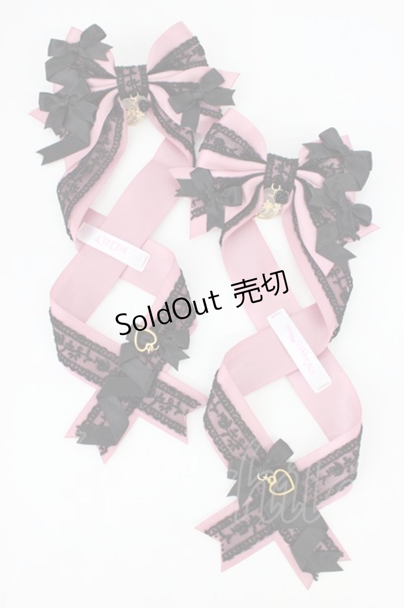画像1: LOTUS ribbon / ツインテールリボンバレッタ  ピンク×黒 T-26-08-05-040-LO-ZA-TE-ZT (1)