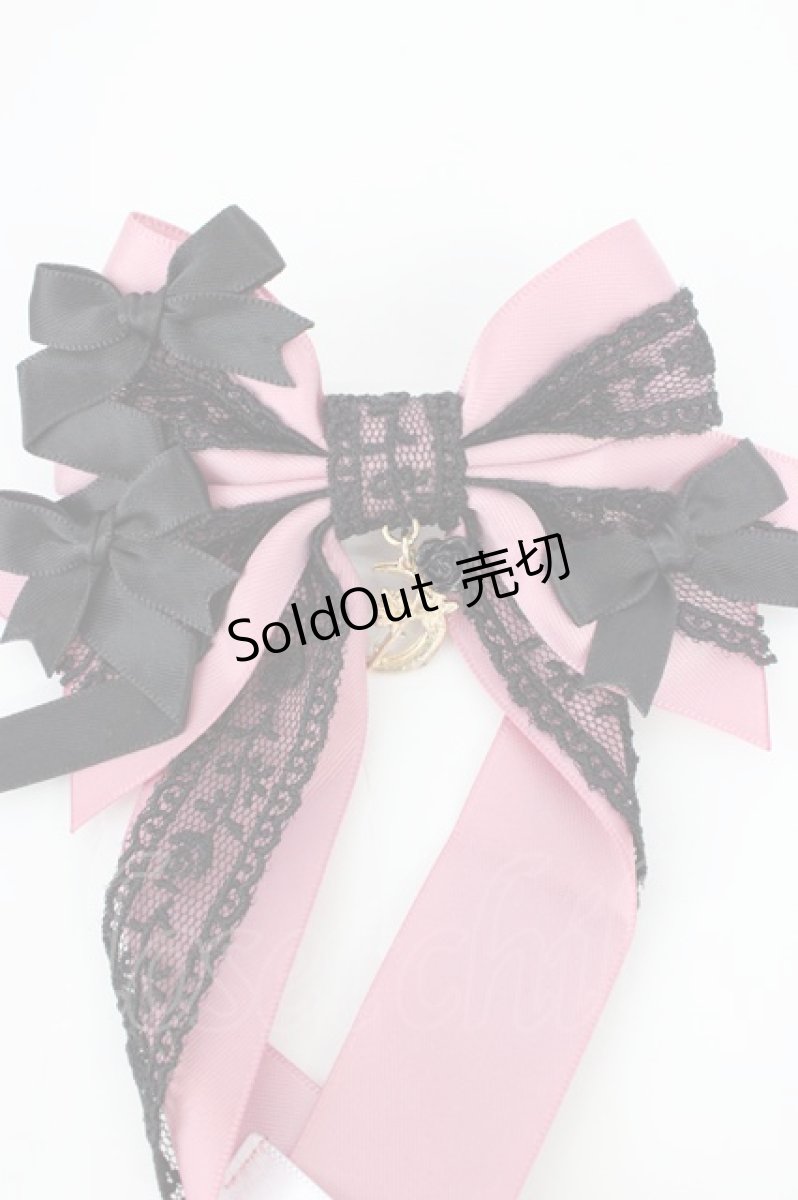 画像3: LOTUS ribbon / ツインテールリボンバレッタ  ピンク×黒 T-26-08-05-040-LO-ZA-TE-ZT (3)