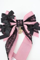 画像3: LOTUS ribbon / ツインテールリボンバレッタ  ピンク×黒 T-26-08-05-040-LO-ZA-TE-ZT (3)