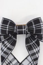 画像3: LOTUS ribbon / チェックツインテールリボンバレッタ  黒×白 T-26-08-05-041-LO-ZA-TE-ZT (3)