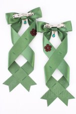 画像2: LOTUS ribbon / ツインテールリボンバレッタ  グリーン T-26-08-05-043-LO-ZA-TE-ZT (2)