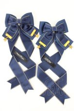 画像1: LOTUS ribbon / ツインテールリボンバレッタ  ネイビー×ゴールド T-26-08-05-044-LO-ZA-TE-ZT (1)