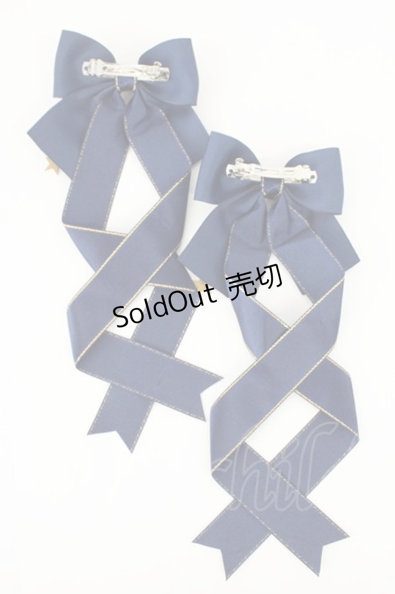 画像2: LOTUS ribbon / ツインテールリボンバレッタ  ネイビー×ゴールド T-26-08-05-044-LO-ZA-TE-ZT575-F004 (2)