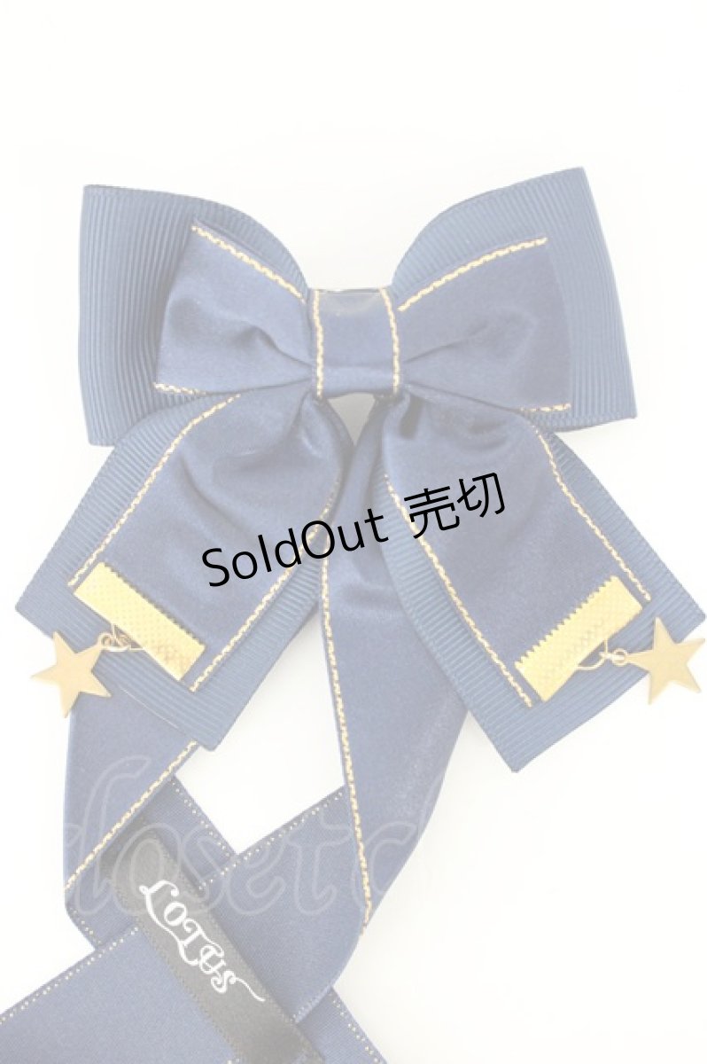 画像3: LOTUS ribbon / ツインテールリボンバレッタ  ネイビー×ゴールド T-26-08-05-044-LO-ZA-TE-ZT575-F004 (3)