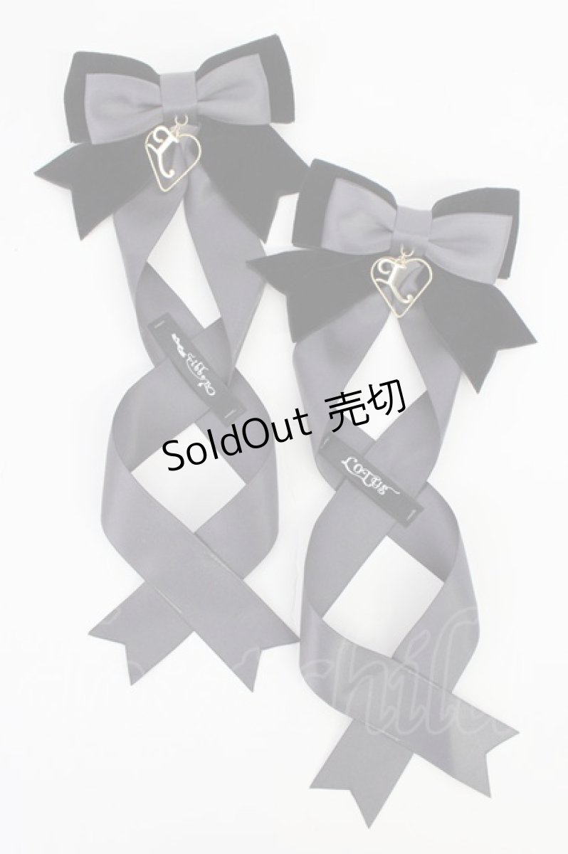 画像1: LOTUS ribbon / ツインリボンバレッタ  黒 T-26-08-05-058-LO-AC-SA-ZT (1)