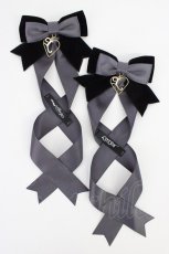 画像1: LOTUS ribbon / ツインリボンバレッタ  黒 T-26-08-05-058-LO-AC-SA-ZT (1)