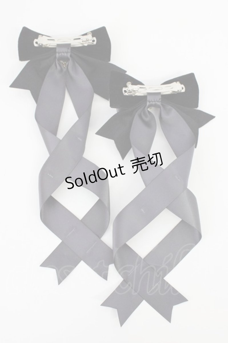 画像2: LOTUS ribbon / ツインリボンバレッタ  黒 T-26-08-05-058-LO-AC-SA-ZT (2)