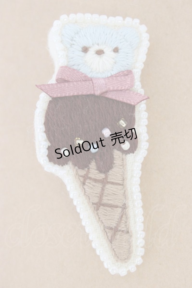 画像1: LOLITA / くまアイス刺繍ブローチ   T-26-08-05-018-LO-AC-TE-ZT (1)
