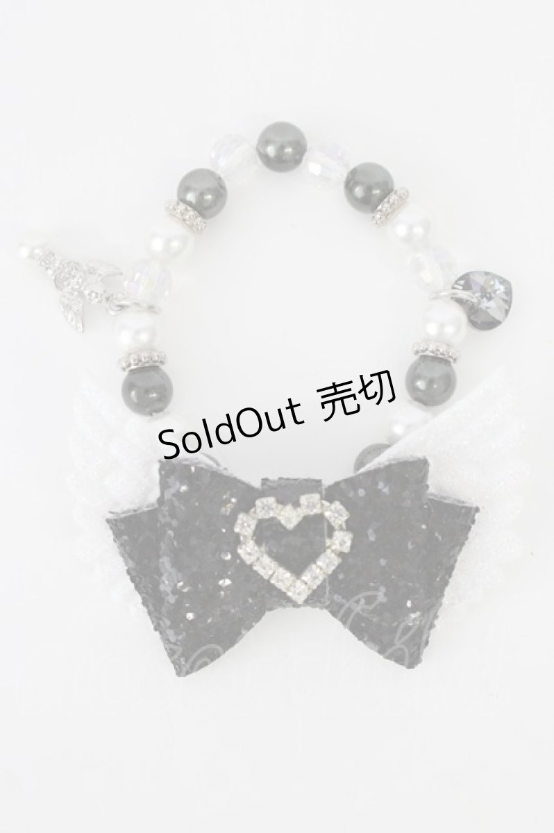 画像1: LOLITAその他(お買取対象外) / 羽根リボンブレスレット  黒×白 T-26-08-05-026-LO-AC-TE-ZT575-F001 (1)