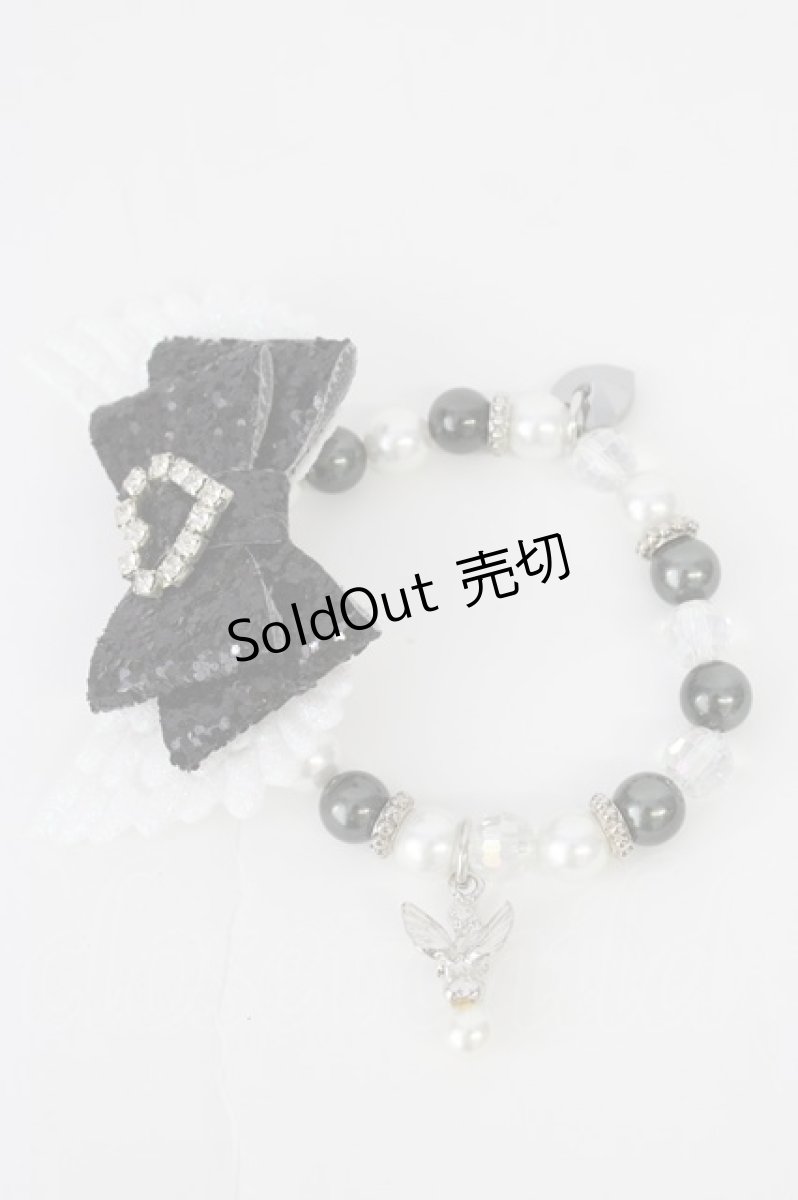 画像2: LOLITAその他(お買取対象外) / 羽根リボンブレスレット  黒×白 T-26-08-05-026-LO-AC-TE-ZT575-F001 (2)