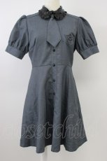 画像1: Ank Rouge / レザー襟グレンチェック半袖ワンピース  黒チェック T-26-08-06-005-CA-OP-SA-ZT (1)