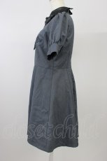 画像3: Ank Rouge / レザー襟グレンチェック半袖ワンピース  黒チェック T-26-08-06-005-CA-OP-SA-ZT (3)