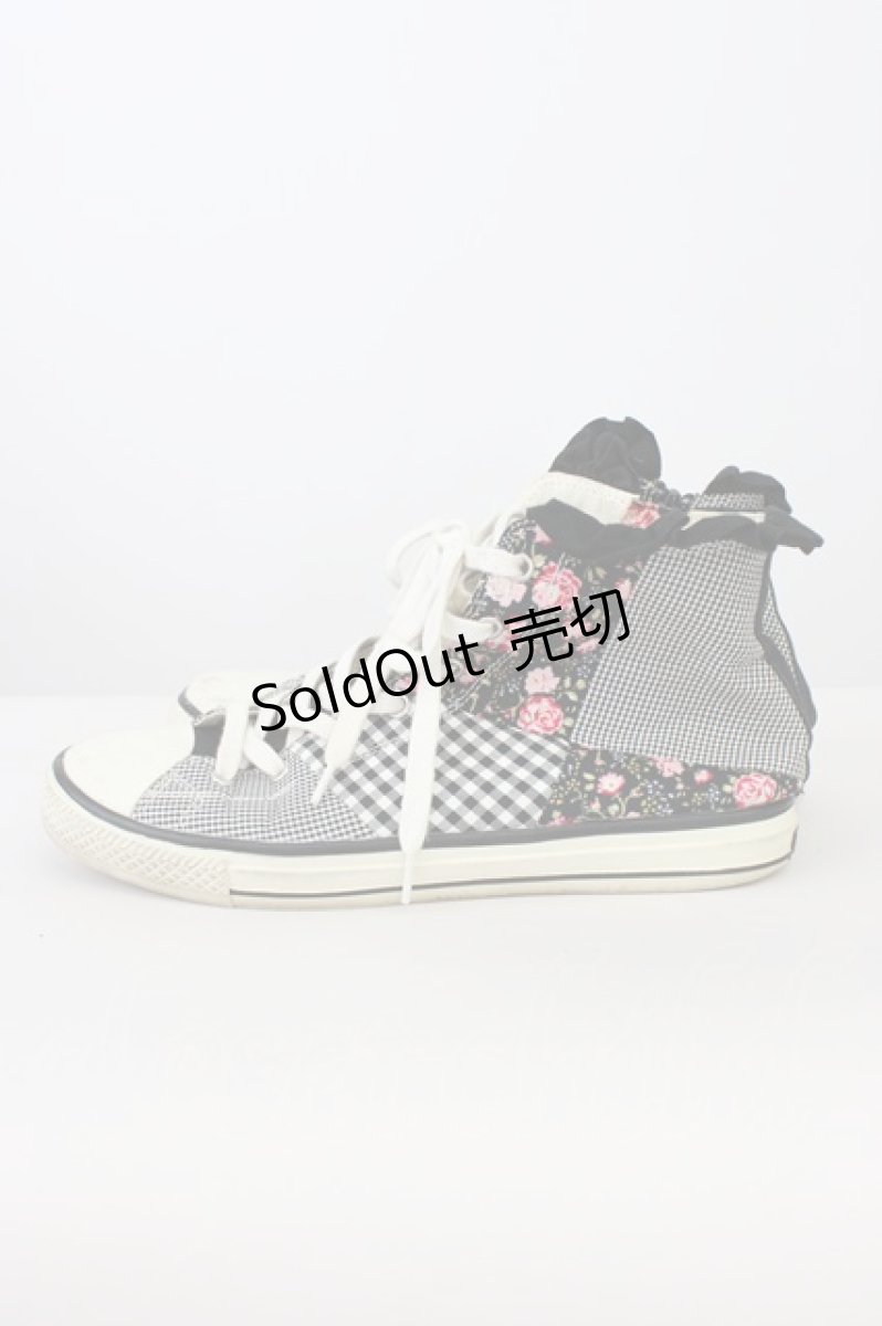 画像2: PINK HOUSE / パッチワークハイカットスニーカー 4(L) 黒Ｘ白 T-26-08-10-007-LO-SH-SA-ZT (2)