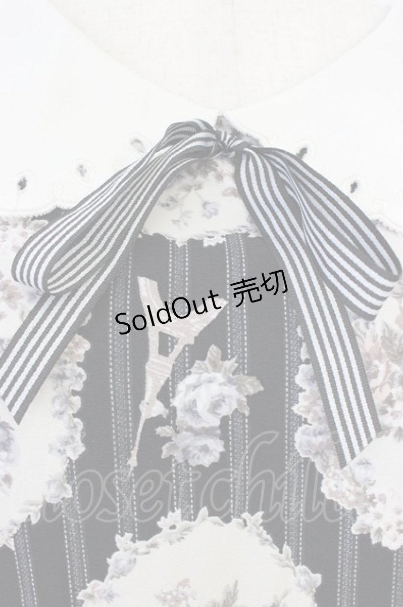 画像3: axes femme POETIQUE / 薔薇×ストライプ柄襟付きワンピース M 黒 T-26-08-12-024-AX-OP-TE-ZT730 (3)