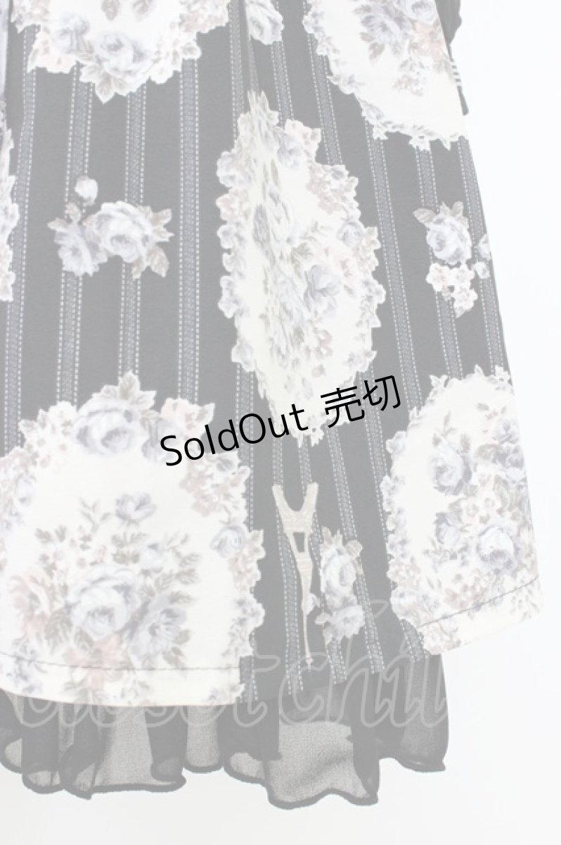 画像4: axes femme POETIQUE / 薔薇×ストライプ柄襟付きワンピース M 黒 T-26-08-12-024-AX-OP-TE-ZT730 (4)