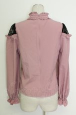 画像2: Ank Rouge / レース切り替えハイネックブラウス  ピンクＸ黒 T-26-08-12-005-CA-BL-SA-ZT (2)