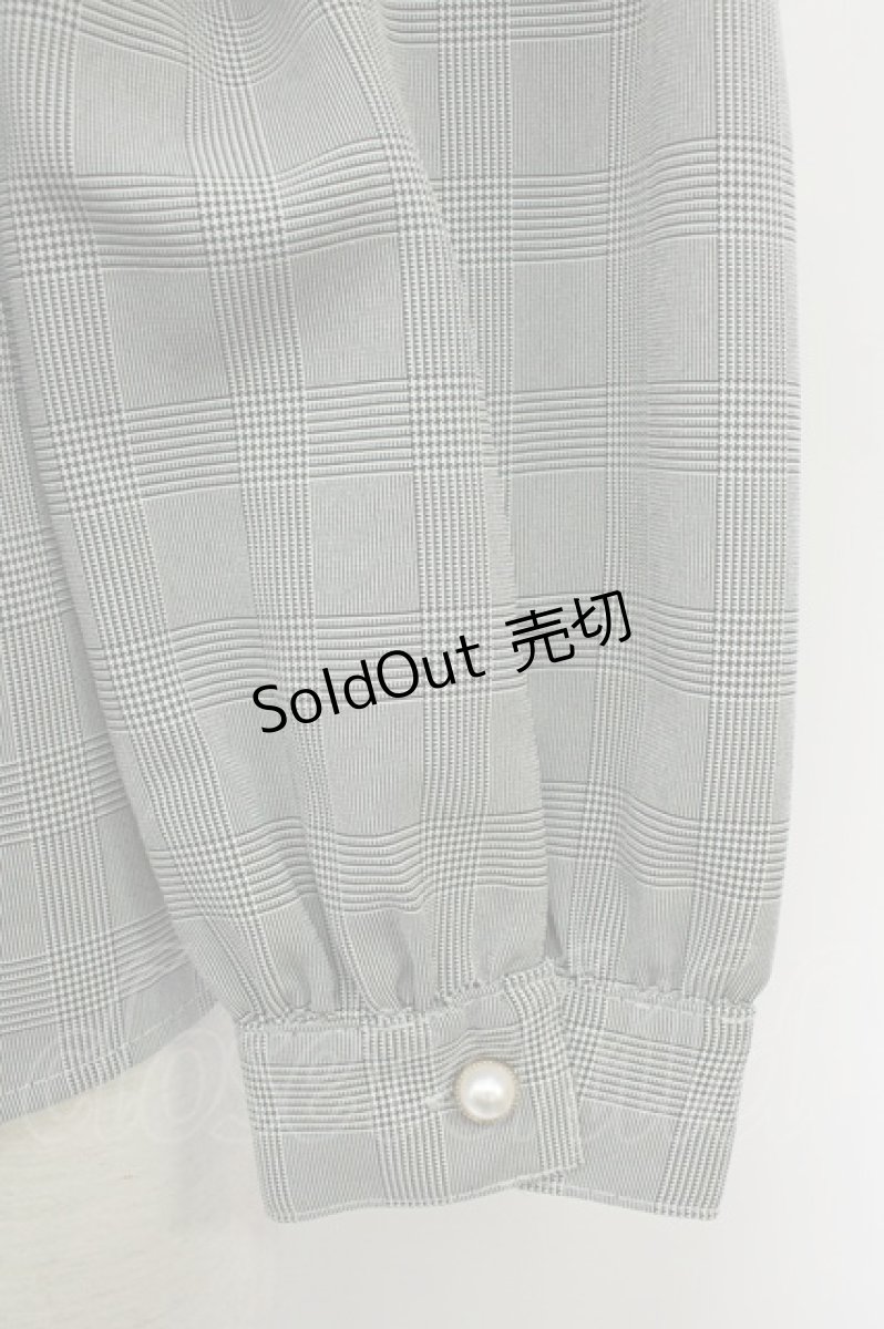 画像4: Ank Rouge / グレンチェック長袖ブラウス  黒Ｘ白チェック T-26-08-12-009-CA-BL-SA-ZT729 (4)