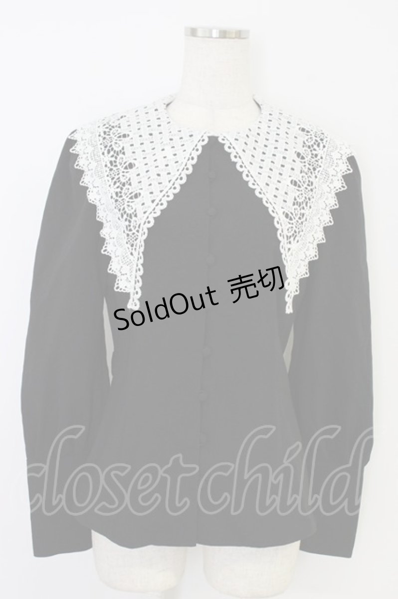 画像1: Sheglit / "Sophia"レースブラウス  黒Ｘ白 T-26-08-12-011-EL-BL-SA-ZT729 (1)