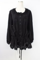 画像1: PINK HOUSE / レースフリルピンタックブラウス  黒 T-26-08-12-015-LO-BL-SA-ZT (1)